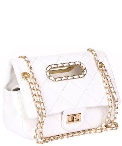 Chevron Top Handle Shoulder Bag 6562 WHITE